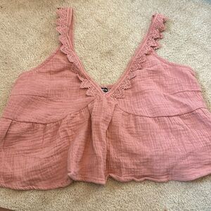 pink dinner top cotton material